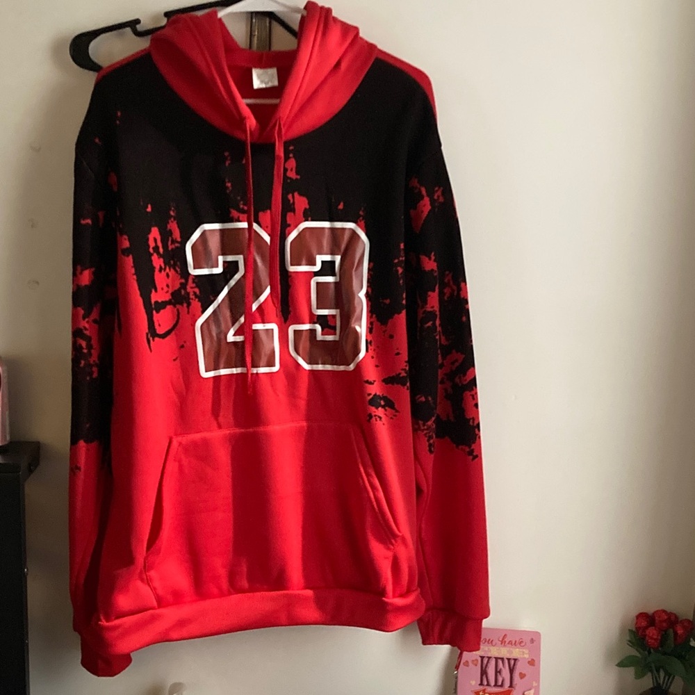 Bold Red and Black Men's #23 Hoodie